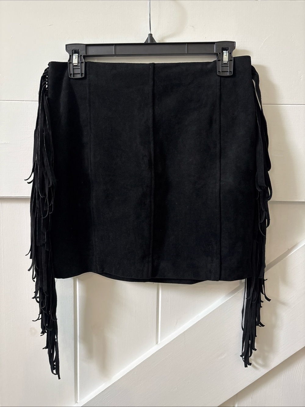 Endless Rose Side Fringe Mini Pencil Skirt Faux Suede Size Small Lined